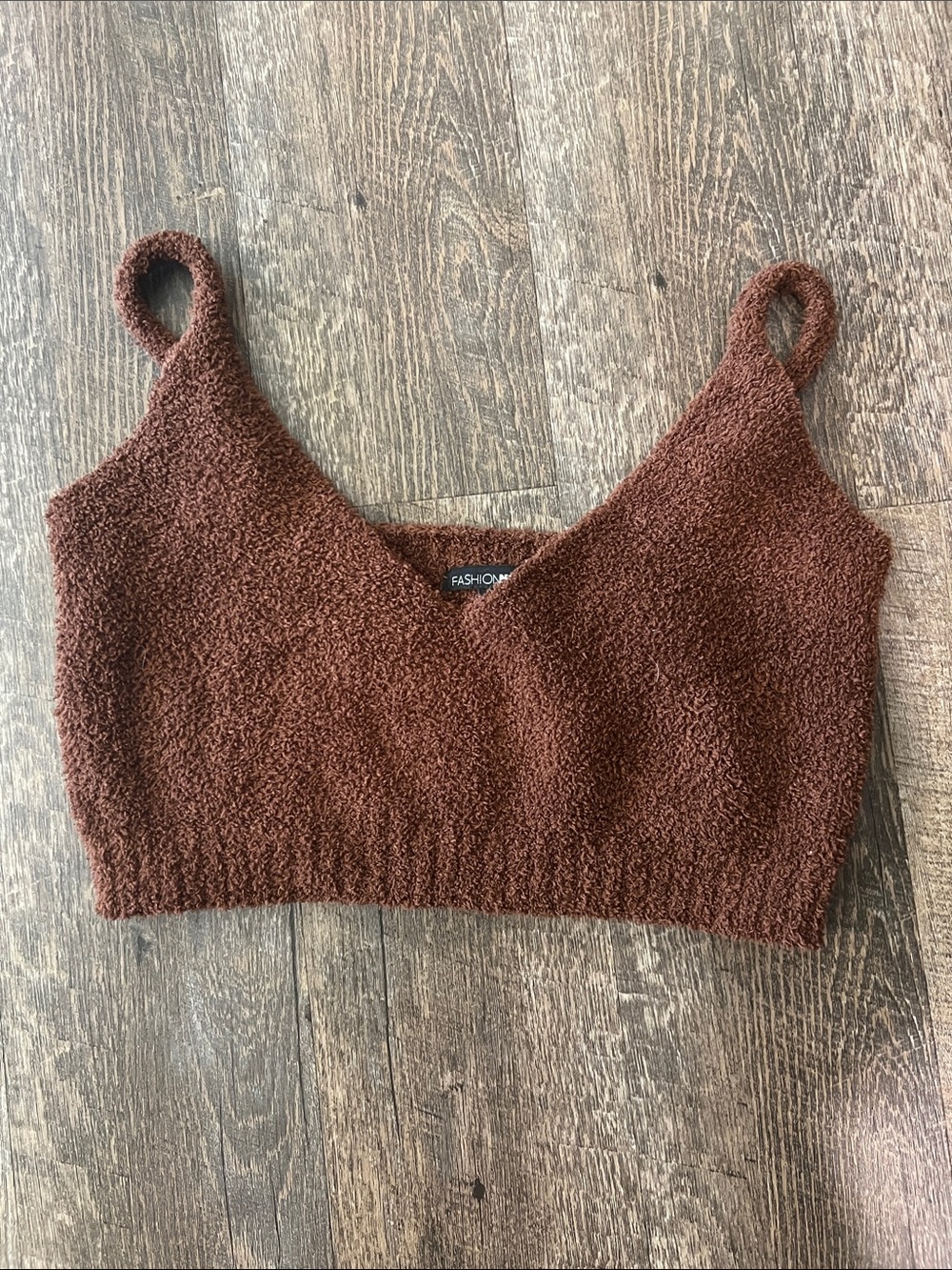 Fashion Nova Chocolate Brown Soft Knit Crop Cami